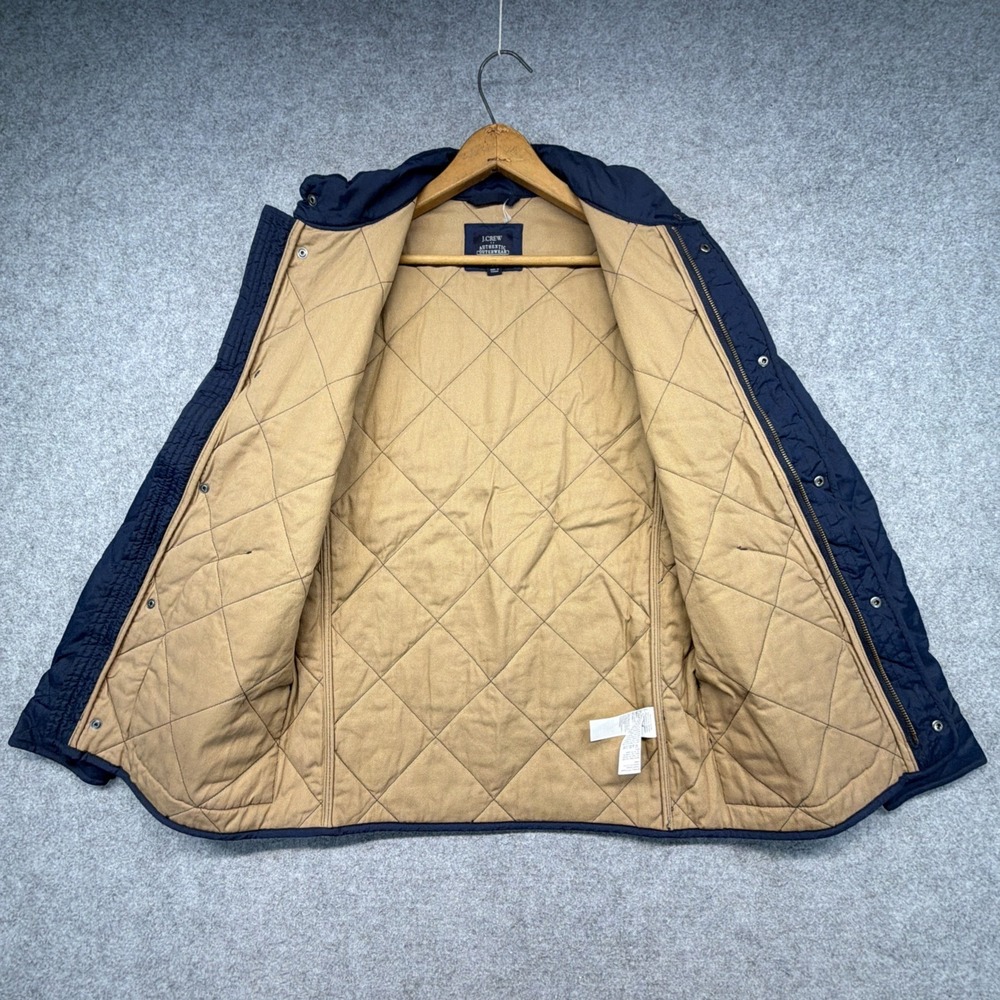 J Crew Walker Jacket Mens XS Navy Blue Quilted Insulated Lined Full Zip - Picture 2 of 8